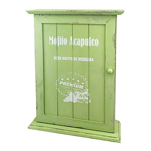 quantio Nostalgischer Holz Schlüsselkasten - Schlüsselschrank - Schlüsselbrett - Aufbewahrung für Schlüssel - Antik Look, Farbe:Grün quantio Nostalgischer Holz Schlüsselkasten - Schlüsselschrank - Schlüsselbrett - Aufbewahrung für Schlüssel - Antik Look, Farbe:Grün von quantio
