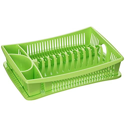 WELLGRO Abtropfgestell - Abtropfgitter - Geschirr Abtropfkorb - Abtropfständer - Abtropfschale - Geschirrabtropfständer - MADE IN EUROPE, Farbe:Grün von quantio