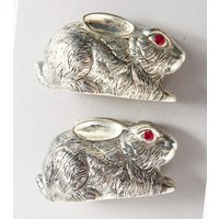 Feines Paar Versilberte Neuheit Hase Osterhase Salz Und Pfeffer Töpfe von Quantiquecollectable