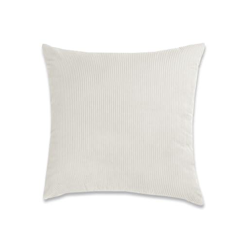 Quantum Interior by Maxland Cord-Dekokissen, Sofakissen mit Streifen, Grau, 45x45 cm und 50x70 cm, Weiche Rückenlehne für Sofa und Bett (Offwhite, 45x45 cm) von Quantum Interior by Maxland