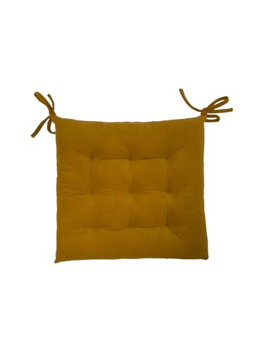 Quantum Interior by Maxland Kord-Sitzkissen mit 9-Fach-Steppung, 40x40x5cm, Waschbar, in 5 Farben mit Befestigungsbändern,Sitzauflage, Bankauflage weiches Sitzpolster (1, Honey, 40x40x5cm) von Quantum Interior by Maxland