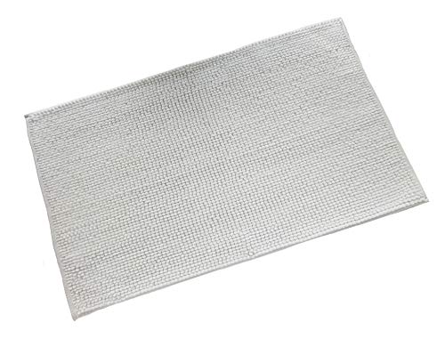 Quantum Interior Chenille Badematte ca. 60x90 cm -Microfaser Badvorleger in Trendfarben, schnell trocknender Badezimmerteppich,Rutschfester weicher und saugfähiger Microfaser Duschvorleger (Weiß) von Quantum Interior