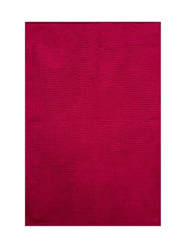 Quantum Interior Badematte Chenille ca.60x90cm, Badteppich, Teppich für Badezimmer, Duschvorleger rutschfest waschbar, saugfähiger Microfaserteppich (Pink) von Quantum Interior