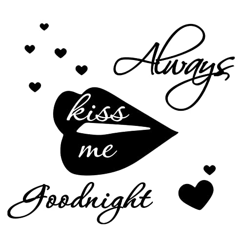 Goodnight Zitate Wandaufkleber Always Kiss Me Goodnight Wandsticker Entfernbare Liebe Herz DIY Vinyl Wandkunst Wandschmuck Dekor für Schlafzimmer Wohnzimmer von Quanyuchang