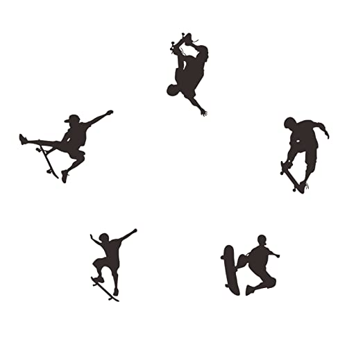 Skateboarder Skateboarder Wandaufkleber für Jungen, Mädchen, Schlafzimmer, 5 Stück, inspirierende Wakeboarding, Sport, Wandaufkleber, Kunstdekoration, Tapete für Kinder, Skateboard, Heimdekoration von Quanyuchang
