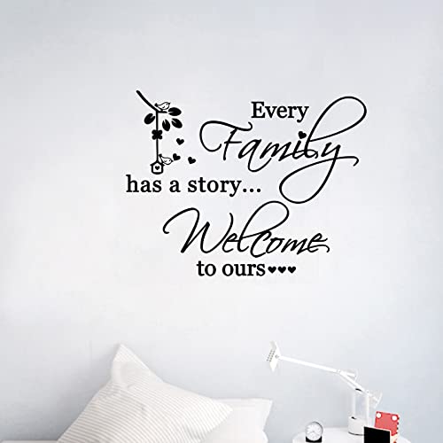 Wandaufkleber mit Aufschrift "Every Family Has a Story Welcome to Ours Home Quotes", abnehmbarer Vinyl, Familienbuchstaben, Kunst-Wandbild für Schlafzimmer, Wohnzimmer, Heimdekoration von Quanyuchang