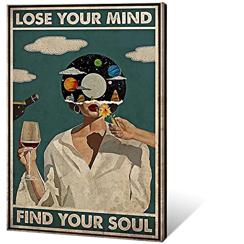 Quark Vintage Lose Your Mind Find Your Soul Poster Mental Health Leinwand Wandkunst Abstrakte Ästhetische Musik Mädchen Druck Malerei Moderne Mitte des Jahrhunderts Wanddekoration für Schlafzimmer von Quark