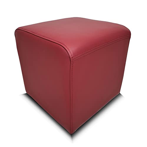 Quattro Meble Burgunder Lederpouf Echtleder Hocker viele Größen Echtleder Sitzhocker Rindsleder Sitzwürfel Fußhocker Polsterhocker Echt Leder Puff Leder MDR Burgund (40 x 40 x H-40 cm) von Quattro Meble