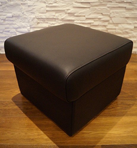 Quattro Meble Dunkelbraun Echtleder Hocker 50cm x 50cm aufklappbar mit Stauraum Sitzhocker Rindsleder Sitzwürfel Fußhocker Polsterhocker Echt Leder Puff von Quattro Meble