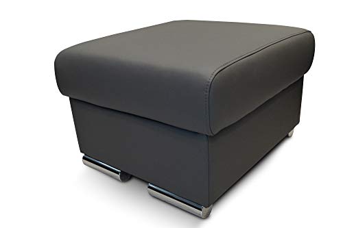 Quattro Meble Dunkelgraues Echtleder Hocker aufklappbar mit Stauraum Sitzhocker Rindsleder Sitzwürfel 60x55 Fußhocker Polsterhocker Echt Leder Puff Leder Toledo Anthrazite von Quattro Meble