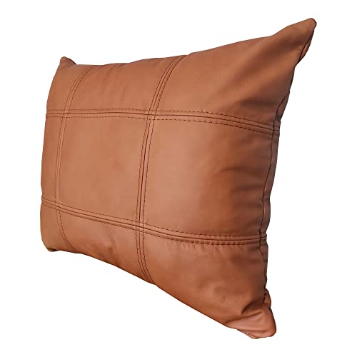 Kissen aus glattem und weichem Echtleder in Cognac Farbe Echt Leder Kissen Dekokissen Echtleder Rückenkissen Rindsleder Sofa Couch Leder Zierkissen Lederkissen Modell 18EL Leder Venice (50 x 70 cm) von Quattro Meble