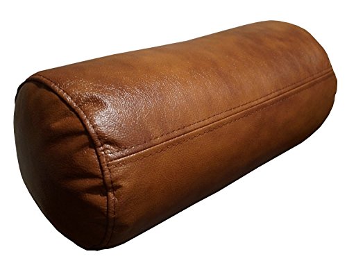 Quattro Meble Antic Braun Echt Leder Nackenrolle Nackenkissen Lederkissen Sofa Dekokissen Rindsleder Kissen Kopfstützen Kopfkissen Durchmesser-20cm (50cm x D-20cm) von Quattro Meble