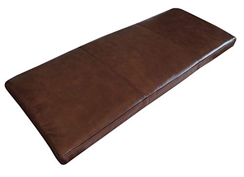 Quattro Meble Antic Braun Echtleder Bankauflage Sitzkissen Lederkissen Sitzpolster Bank Auflage doppelt genähtes Echt Leder Kissen Sitzauflage (50 x 90 cm) von Quattro Meble