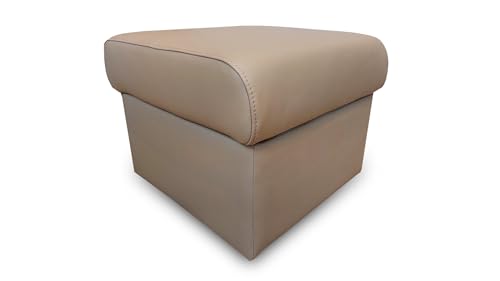 Quattro Meble Beige Mocca Echtleder Hocker aufklappbar mit Stauraum Sitzhocker Rindsleder Sitzwürfel Fußhocker Polsterhocker beiges Echt Leder Puff (50x50 x H40 cm) von Quattro Meble