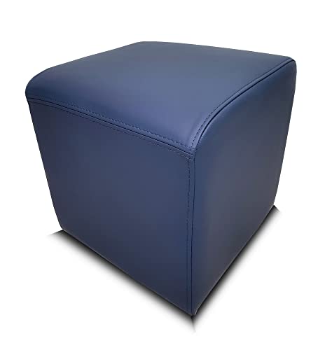 Quattro Meble Blaues Echtleder Hocker viele Größen Echtleder Sitzhocker Rindsleder Sitzwürfel Fußhocker Polsterhocker Echt Leder Puff Farbe Kobalt (45 x 45 x H-40 cm) von Quattro Meble