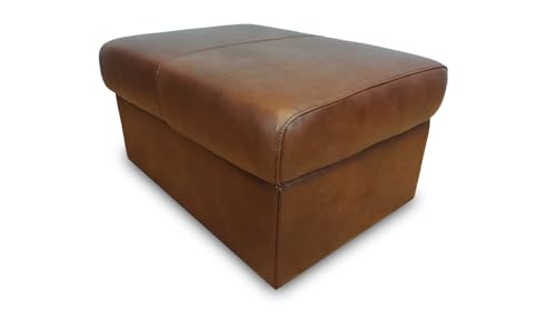 Quattro Meble Braun Granada Cognac Echtleder Hocker aufklappbar mit Stauraum Sitzhocker Rindsleder Sitzwürfel Fußhocker Polsterhocker Echt Leder Puff (75 x 55 x H-40 cm) von Quattro Meble