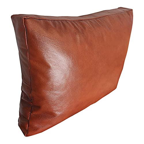 Quattro Meble Braunes Echt Leder Tabac Lederkissen Sofa & Stuhl Deko Kissen Echtleder Rückenkissen Glanz Rindsleder Leder Zierkissen Modell P&Z (35 x 40 cm) von Quattro Meble