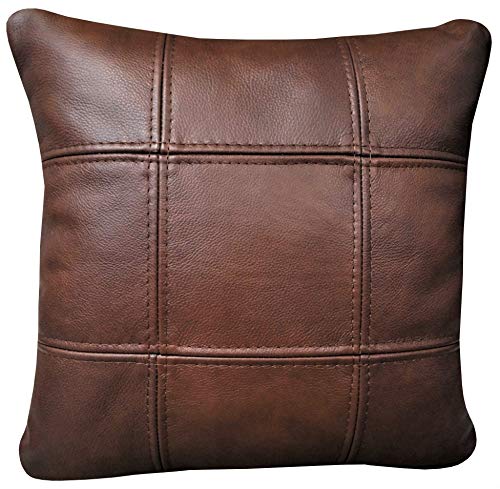 Quattro Meble Braunes Echtleder Granada Cognac Kissen Sofa Stuhl Sessel Dekokissen Zierkissen Echtleder Rückenkissen Rindsleder Echt Leder Modell 18EL (50 x 80 cm) von Quattro Meble