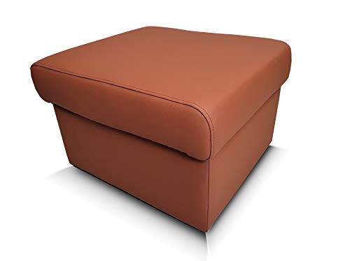 Quattro Meble Braunes Echtleder Hocker aufklappbar mit Stauraum Leder Hermes Cognac Sitzhocker Rindsleder Sitzwürfel Polsterhocker Fußhocker Echt Leder (90 x 55 cm) von Quattro Meble