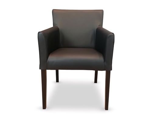 Quattro Meble Breite Echtleder Esszimmerstühle Massivholz Stühle Kross Arm Lederstühle Sessel mit Armlehnen schwarz Echt Leder Toledo Esszimmer Stuhl von Quattro Meble