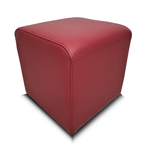 Quattro Meble Burgunder Lederpouf Echtleder Hocker viele Größen Echtleder Sitzhocker Rindsleder Sitzwürfel Fußhocker Polsterhocker Echt Leder Puff Leder MDR Burgund (45 x 45 x H-45 cm) von Quattro Meble