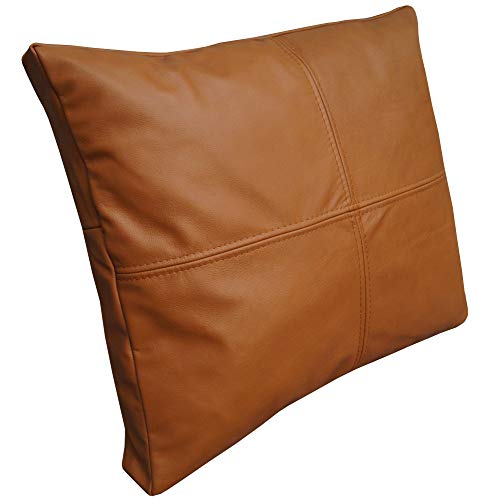 Quattro Meble Cognac Farbe Echtleder Kissen Sofa & Stuhl Dekokissen Zierkissen Echtleder Rückenkissen Rindsleder Echt Leder Modell P&Z 4EL (50 x 65 cm) von Quattro Meble