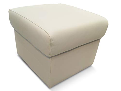 Quattro Meble Creme Echtleder Hocker 50cm x 50cm aufklappbar mit Stauraum Sitzhocker Rindsleder Sitzwürfel Fußhocker Polsterhocker Echt Leder Puff von Quattro Meble