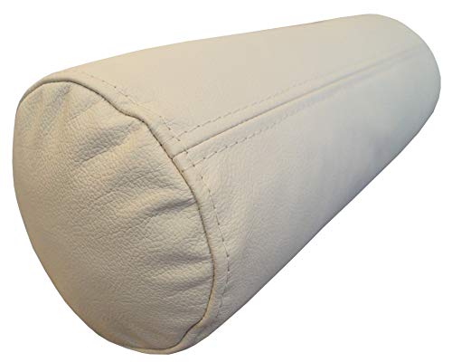 Quattro Meble Cremefarbe Echt Leder Nackenrolle Nackenkissen Lederkissen Sofa Dekokissen Rindsleder Kissen Kopfstützen Kopfkissen Durchmesser 15cm (60 x D-15 cm) von Quattro Meble