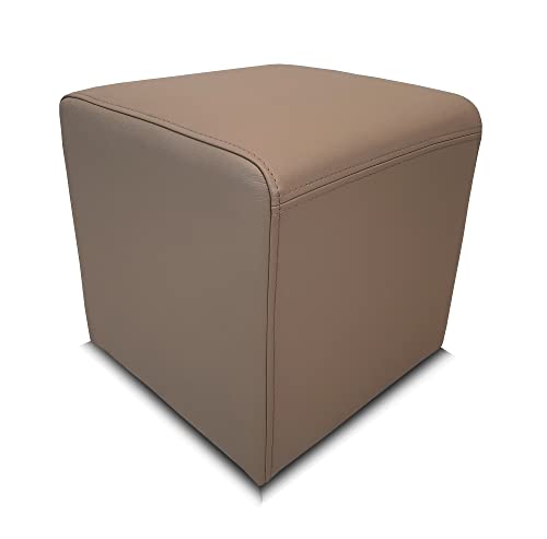 Quattro Meble Dunkelbeige Farbe Mocca Hocker viele Größen Echtleder Sitzhocker Rindsleder Sitzwürfel Fußhocker Polsterhocker Echt Leder Puff (40 x 40 x H-45 cm) von Quattro Meble