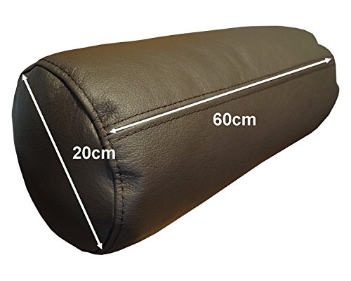 Quattro Meble Dunkelbraun Echt Leder Nackenrolle Nackenkissen Lederkissen Sofa Dekokissen Rindsleder Kissen Kopfstützen Kopfkissen Durchmesser 20cm (60 x D-20cm) von Quattro Meble