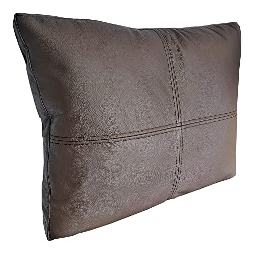 Quattro Meble Dunkelbraunes Echt Leder Kissen Deko Kissen Echtleder Rückenkissen Rindsleder - Volleder Sofa Couch Leder Zierkissen Lederkissen Modell P&Z4EL Leder MDR Dark Brown (30 x 40 cm) von Quattro Meble