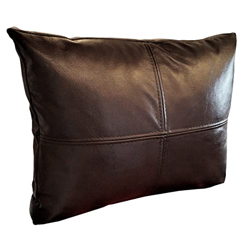 Quattro Meble Dunkelbraunes Echt Lederkissen Sofa Deko Kissen Glanz Echtleder Rückenkissen Rindsleder Leder Antique Dark Brown Modell P&Z 4el (35 x 50cm) von Quattro Meble
