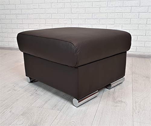 Quattro Meble Dunkelbraunes Echtleder Hocker aufklappbar mit Stauraum Sitzhocker Rindsleder Sitzwürfel 60x55 Fußhocker Polsterhocker Echt Leder Puff Leder MDR Dark Brown von Quattro Meble