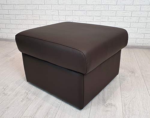 Quattro Meble Dunkelbraunes Echtleder Hocker aufklappbar mit Stauraum Sitzhocker Rindsleder Sitzwürfel Polsterhocker 60x55 Fußhocker Echt Leder MDR Dark Brown Puff von Quattro Meble
