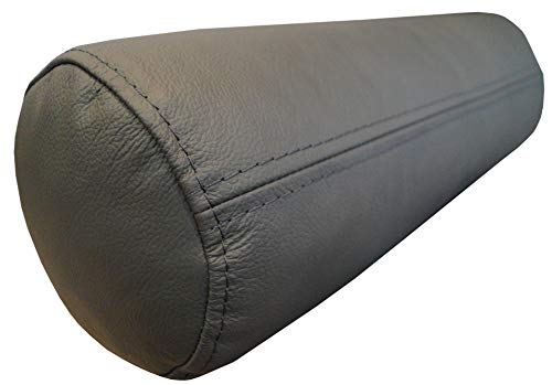 Quattro Meble Dunkelgrau Echt Leder Nackenrolle Nackenkissen Lederkissen Sofa Dekokissen Rindsleder Kissen Kopfstützen Kopfkissen Durchmesser 15cm (50 x 15 cm) von Quattro Meble