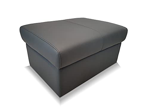 Quattro Meble Dunkelgraues Echtleder Hocker aufklappbar mit Stauraum Sitzhocker Rindsleder Sitzwürfel Fußhocker Polsterhocker Echt Leder Puff Model NT 2p (75 x 55 x H-40 NT) von Quattro Meble