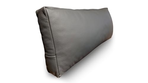 Quattro Meble Dunkelgraues Echtleder Nackenkissen Lederkissen Sofa Dekokissen Rindsleder Kissen Kopfstützen Kopfkissen Zierkissen (22x50 cm) von Quattro Meble