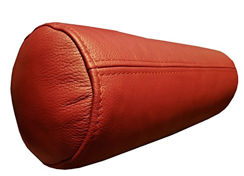 Quattro Meble Dunkelrot Echt Leder Nackenrolle Nackenkissen Lederkissen Sofa Dekokissen Rindsleder Kissen Kopfstützen Kopfkissen 45cm x Durchmesser 15cm von Quattro Meble