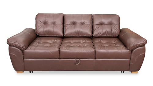 Quattro Meble Echtleder 3 er Sofa Oxford Pik aus strapazierfähigem italienischem Leder (Breite 215 cm) von Quattro Meble
