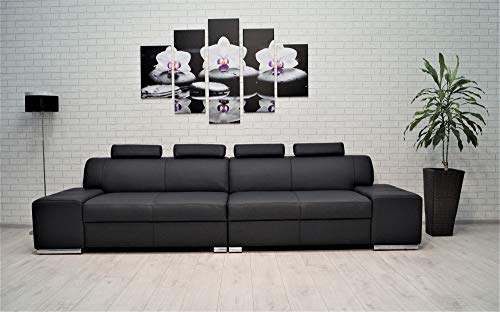 Quattro Meble Echtleder 4 Sitzer Sofa London 4z Breite 302cm mit Kopfstützen Ledersofa Echt Leder Couch große Farbauswahl !!! von Quattro Meble