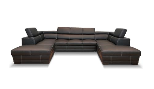 Quattro Meble Echtleder Ecksofa BONN U-Form 220x370x220 cm Sofa Couch mit Bettfunktion, 2 x Bettkasten und mit Kopfstützen Echt Leder Eck Couch viele Farben von Quattro Meble