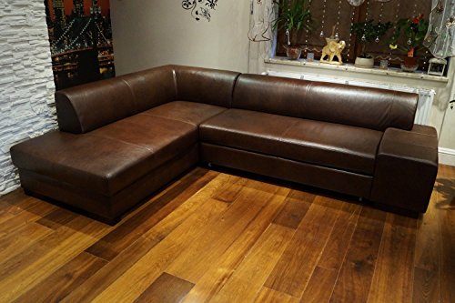 Quattro Meble Ecksofa London II 275 x 200 Dunkelbraun Echtleder Sofa Couch mit Schlaffunktion und Bettkasten Echt Leder Eck Couch große Farbauswahl von Quattro Meble