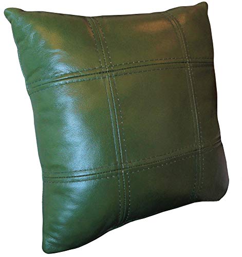 Quattro Meble Glanz Grün Echtleder Kissen Sofa & Stuhl Dekokissen Zierkissen Echtleder Rückenkissen Rindsleder Echt Leder Modell 18EL (40 x 50 cm) von Quattro Meble