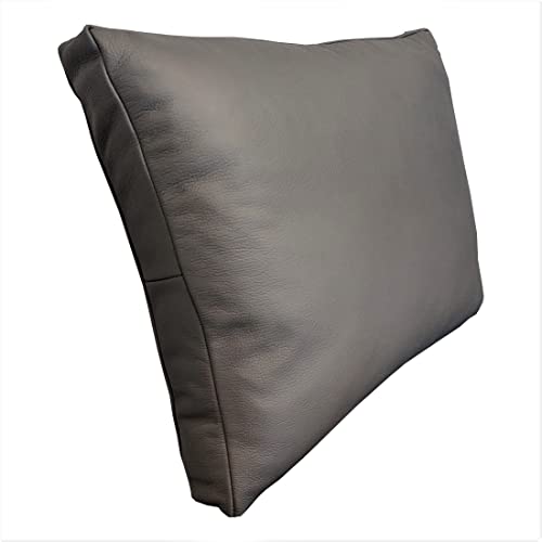 Quattro Meble Graues Anthrazite Echt Leder Kissen Sofa & Stuhl Deko Kissen Echtleder Rückenkissen Rindsleder - Volleder Leder Zierkissen Lederkissen Modell P&Z (45 x 60 cm) von Quattro Meble