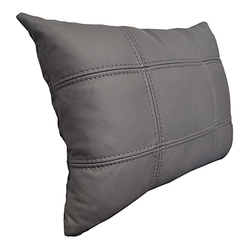 Quattro Meble Graues Leder Kissen mit Ziernahten Sofa Couch & Stuhl Deko Kissen Echtleder Rückenkissen Rindsleder - Volleder Leder Zierkissen Lederkissen Modell 18el Leder Anthrazite (50 x 50 cm) von Quattro Meble