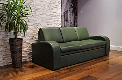 Quattro Meble Grün Echtleder 3 Sitzer Sofa Oslo FS Breite 200cm mit Schlaffunktion Ledersofa Echt Leder Couch große Farbauswahl !!! von Quattro Meble
