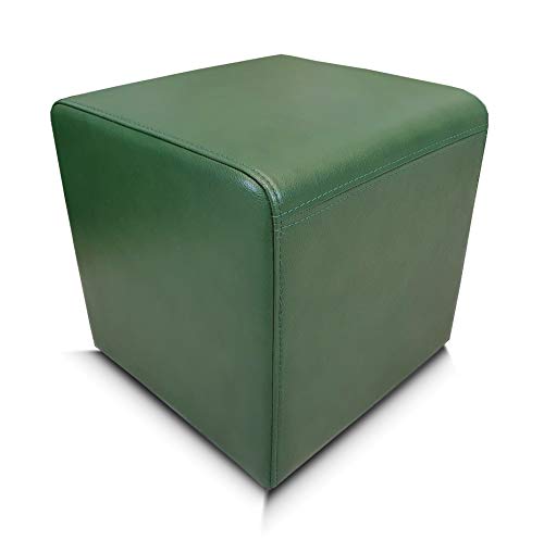 Quattro Meble Grün Echtleder Hocker 40x40x40 cm Sitzhocker Rindsleder Sitzwürfel Fußhocker Polsterhocker Puff grünes Echt Leder Antique H-5 Green mit Nähten in Lederfarbe von Quattro Meble