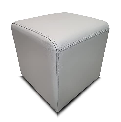 Quattro Meble Hellgraues Echtleder Hocker, viele Größen Echtleder Sitzhocker Rindsleder Sitzwürfel Fußhocker Polsterhocker Echt Leder MDR Light Grey Puff (45 x 45 x H-45 cm) von Quattro Meble