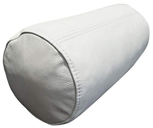 Quattro Meble Nackenrollen aus weißem Leder Echt Leder Nackenrolle Nackenkissen Lederkissen Sofa Dekokissen Rindsleder Kissen Kopfstützen Kopfkissen Durchmesser 20cm (45 x D-20 cm) von Quattro Meble