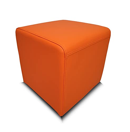 Quattro Meble Orange Farbe Echtleder Hocker viele Größen Echtleder Sitzhocker Rindsleder Sitzwürfel Fußhocker Polsterhocker Echt Leder Puff Leder Italienisches Leder Arancio (40 x 40 x H-40 cm) von Quattro Meble